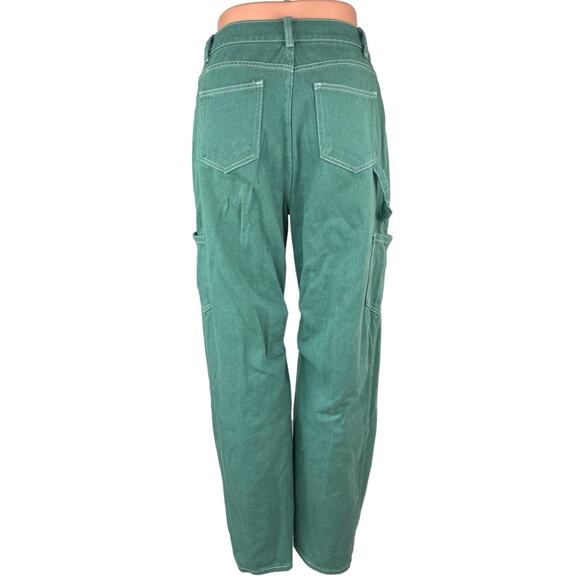 Lioness Miami Vice Green Wide Leg High Rise Baggy Oversized Cargo Denim Jeans XS - Picture 3 of 6